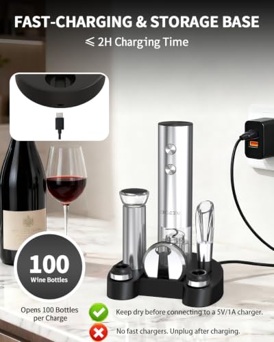 Electric Wine Bottle Opener Set Stainless Steel Rechargeable Wine Opener 8