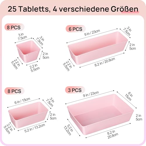 25 Pack Plastic Drawer Organizers with Non (25 Count)