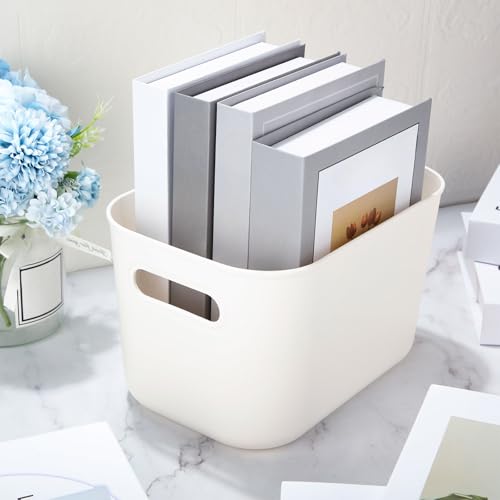 10 Pcs White Plastic Storage Bins 10 x 7 x 6 Inch (10 Count)