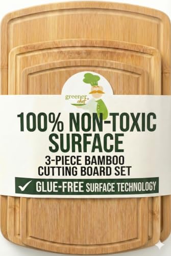 SAFEST Extra Large Bamboo Cutting Board Set of 3 with Glue (3 Count)