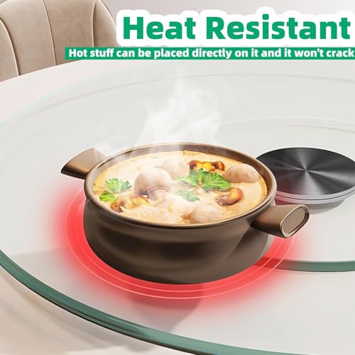 34.6 inch Lazy Susan for Table Top Tempered Glass Rotating Serving Tray for Dining Table