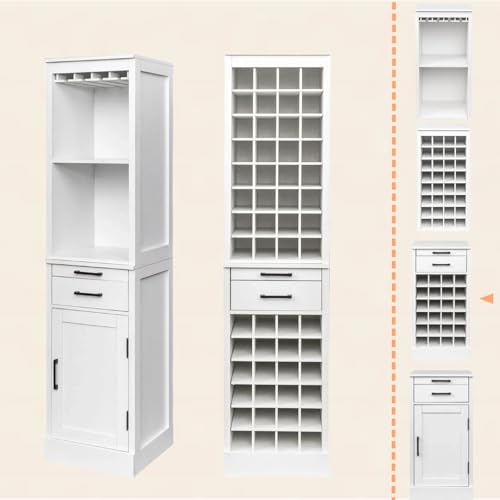 6 Tier Wine Rack Freestanding Floor with 2 Drawers