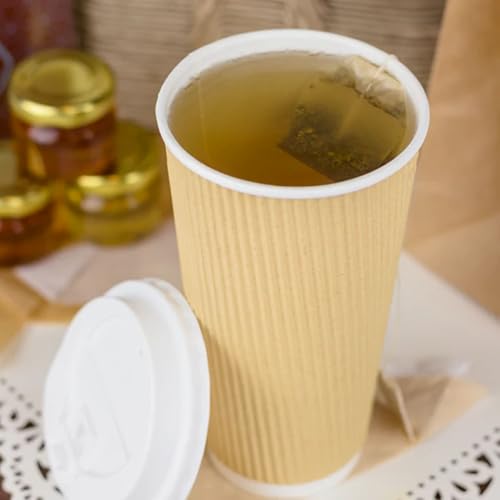 20oz Ripple Insulated Coffee Hot Cups [500 Count] Kraft Double Poly Lined Paper Hot Cup