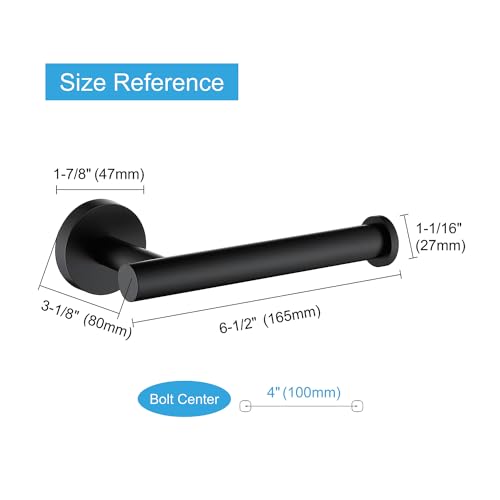Toilet Paper Holder SUS304 Stainless Steel Round Size Matte Black 2 Pack (2 Count)
