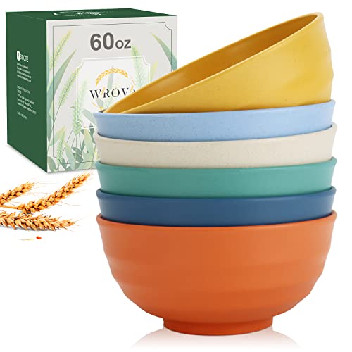 Wheat Straw Bowls Set 60 OZ Unbreakable Large Cereal Set of 6
