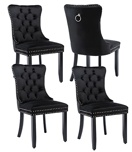 Black Velvet Dining Chairs Set of 4 (4 Count)
