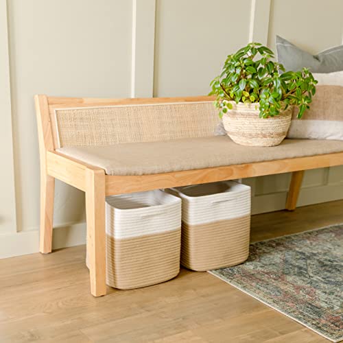 Storage Cubes 11 Inch Cotton Rope Woven Baskets for Organizing (3 Count)