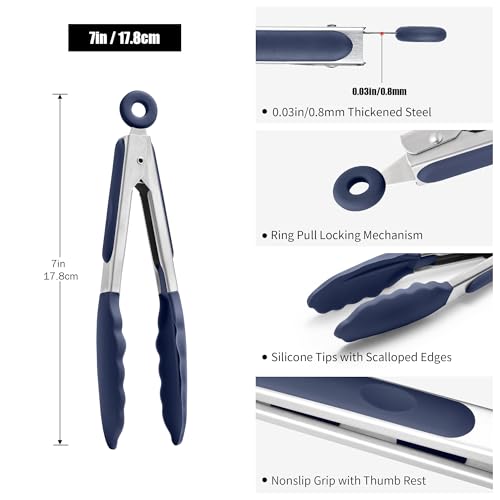 Kitchen Tongs with Silicone Tips for Cooking Serving