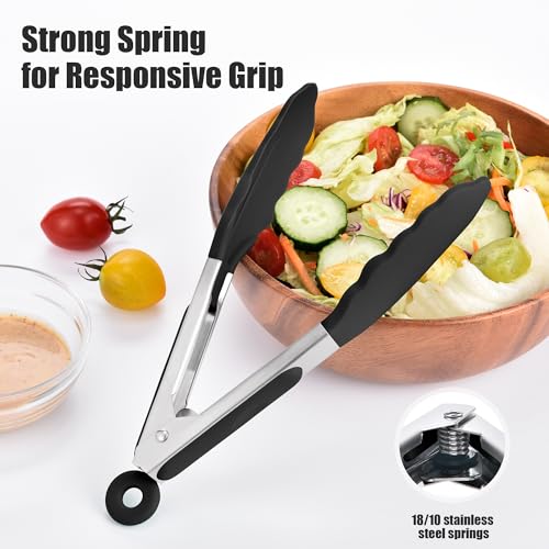 Kitchen Tongs with Silicone Tips for Cooking Serving