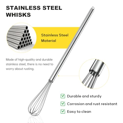 Mini Whisks Stainless Steel Whisk Set 7" 9" 11" (3 Count)