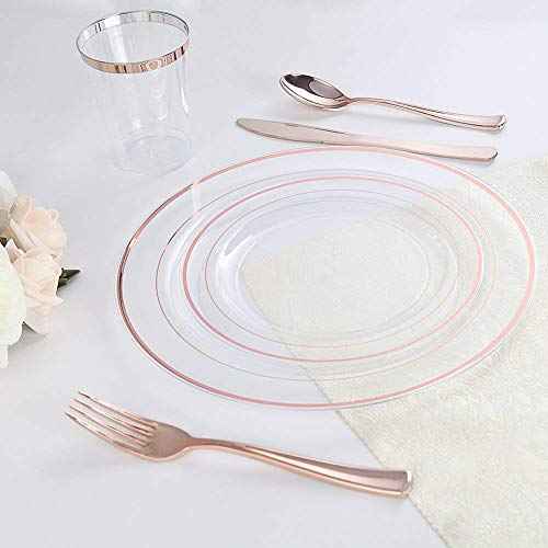 60 Pcs Rose Gold Plastic Plates (30 Count)