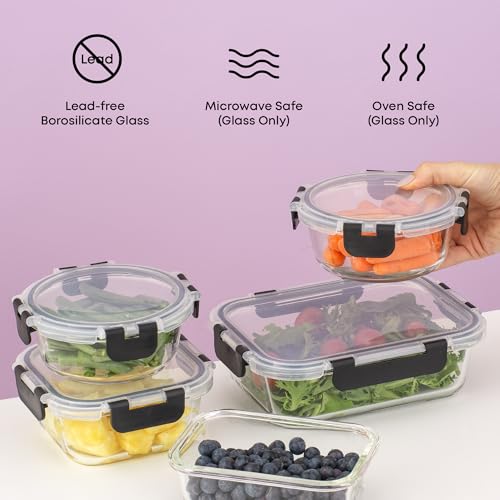 24pc Borosilicate Glass Storage Containers with Lids (12 Count)