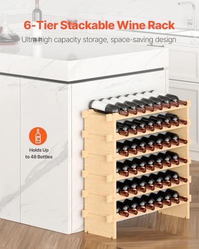 6 Tier 48 Bottles Stackable Modular Wine Rack (48 Count)