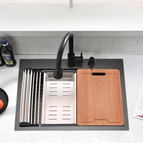 26 inch Black Drop in Kitchen Sink