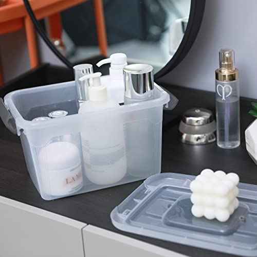 6 Packs 6 QT Storage Bins with Lids Clear Plastic Bins with Grey Handle Stackable Storage Containers for Organizing (6 Count)