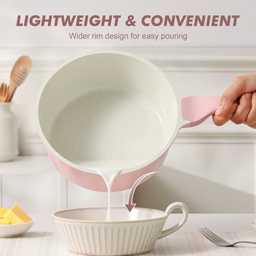Ceramic Nonstick Saucepan with Lid 1.5 QT
