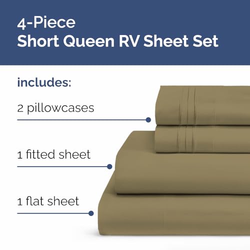 Short Queen Size 4 Piece Bed Sheet Set