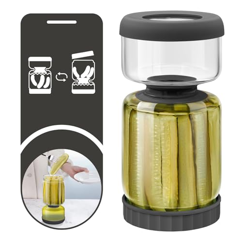 Glass Pickle Jar with Strainer Flip (46 Fl Oz)