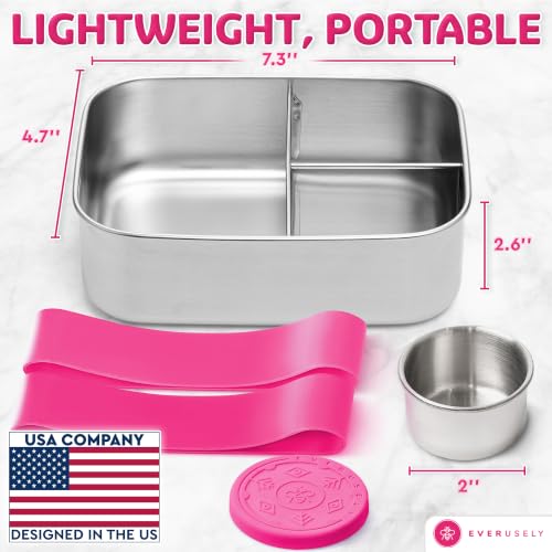 Stainless Steel Bento Box + Condiment Container (6 Count)