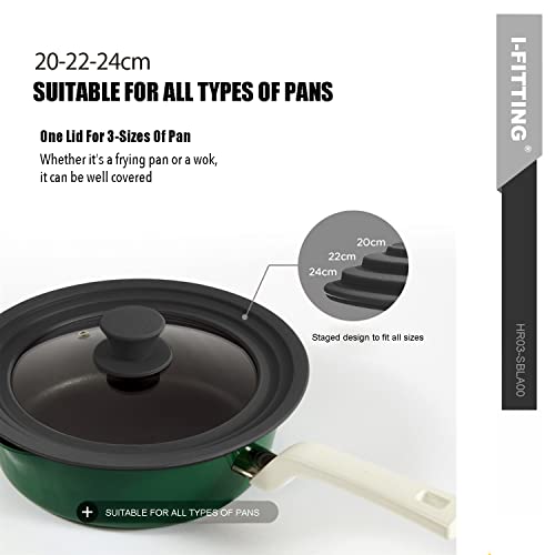 HR Huare Universal Tempered Glass Cookware Lid Black 1 Pack