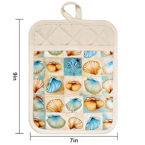 Pot Holders Set of 2 Heat Resistant 480 ℉Non Slip Clear Silicone Printed Comfortable Cotton Lining Kitchen Women Men Cooking Baking Microwave Machine Washable (32 Ounce)