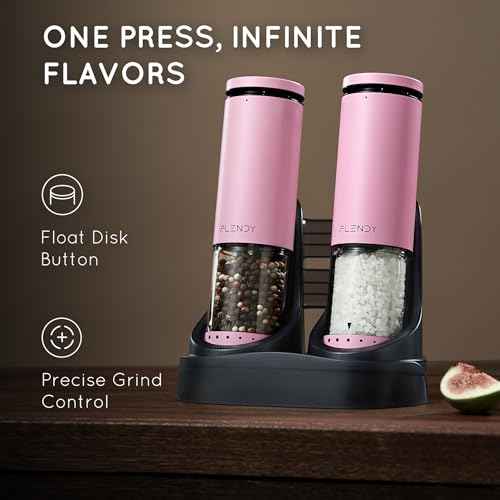 Rechargeable Electric Salt and Pepper Grinder Set with Charging Base (2 Count)