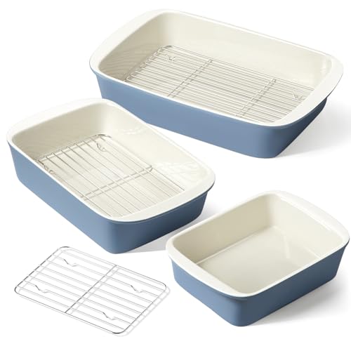 Ceramic Casserole Dishes for Oven with 304 Racks (3 Count)