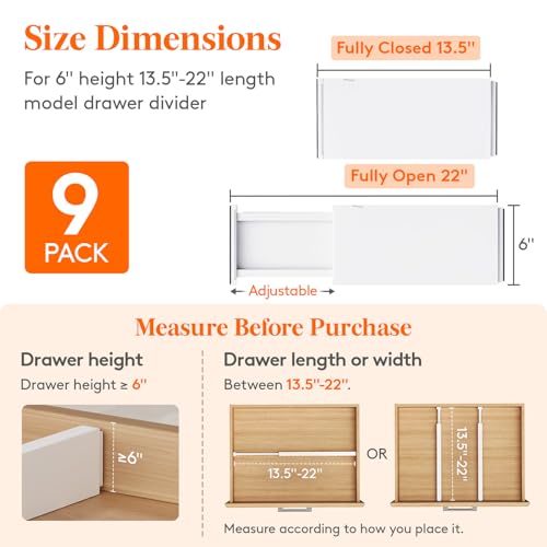 6" Tall Upgrade Drawer Dividers (9 Count)