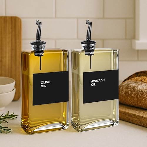 Glass Oil Dispenser for Kitchen (2 Count)