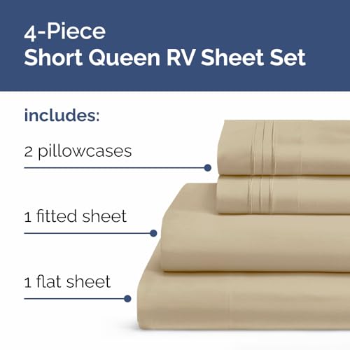 Short Queen Size 4 Piece Bed Sheet Set
