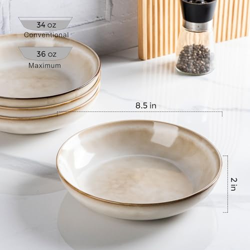 8.5’’ Ceramic Pasta Bowls Set of 4 (4 Count)