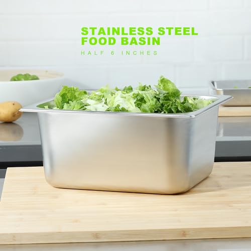 6 Pack Steam Table Pan Half Size 6 Inch Hotel Pan (6 Count)