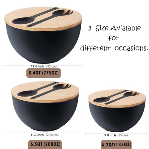 10" Large Salad Serving Bowl with Utensils in Lid