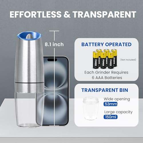 Battery Operated Gravity Salt And Pepper Grinder