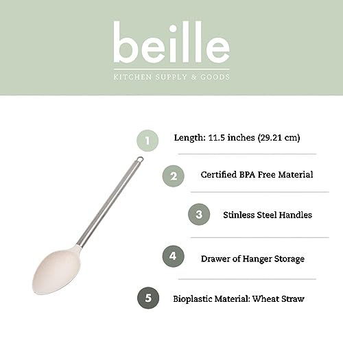 Cream Wheat Straw Spoon with Stainless Steel Handle Kitchen Utensils