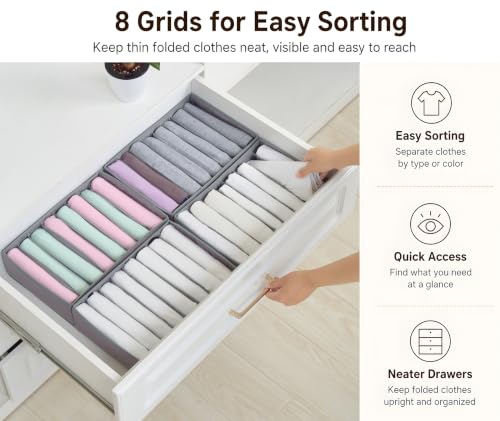 4 Pack Drawer Organizers for Clothing (4 Count)