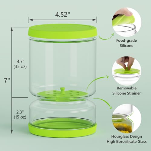 Glass Pickle Container with Strainer