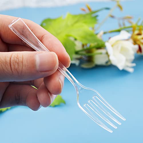 300 Pieces Clear Plastic Mini Forks 4 Inches Clear Plastic Forks Plastic Tasting Forks (300 Count)