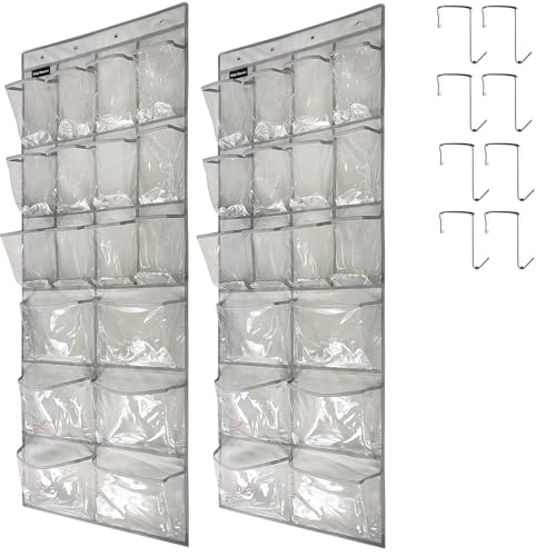 2 Pack Extra Large Hanging Crystal Clear Over Door Shoe Organizers (2 Count)