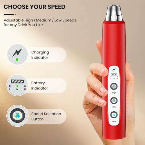 Milk Frother Handheld Rechargeable with Stand