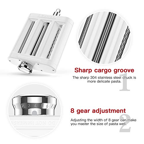 Pasta Maker Attachment 3 in 1 Set for KitchenAid Stand Mixers Included Pasta Sheet Roller