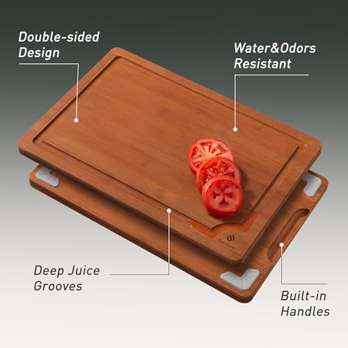 Bamboo Cutting Board Set Non Slip Feet Over Sink Day Gifts Best Mama Mommy Bonus Busy Mom Ever Christmas Xmas Birthday Law Step Stepmom Stepmother Who Have Everything Good Unique Useful Present (2 Count)