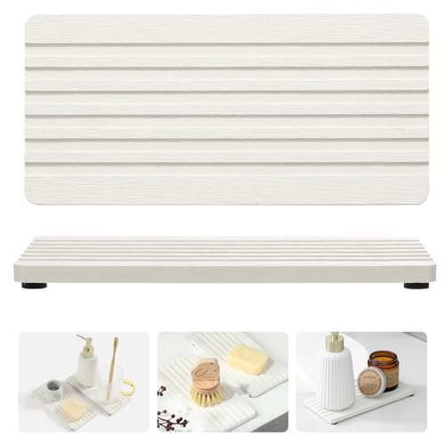 2PCS Diatomite Quick Stone Drying Tray Mat for Bathroom & Kitchen Counter (2 Count)