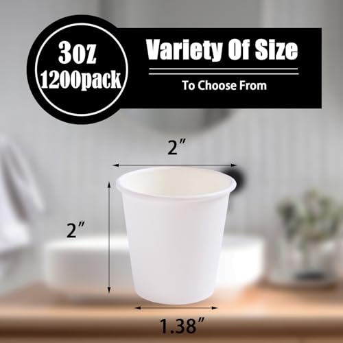 1200 Pack 3 oz Paper Cups (1200 Count)