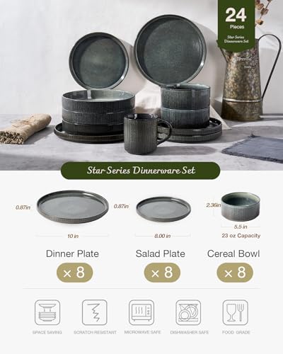 Star Stoneware Dinnerware Sets for 8 (24 Count)
