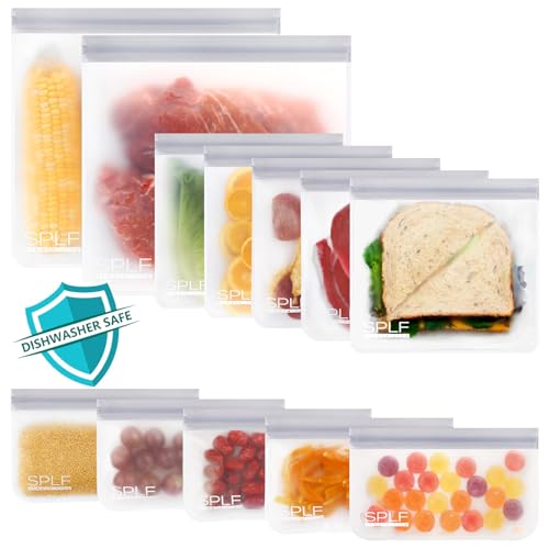 12 Pack Dishwasher Safe Reusable Food Storage Bags (12 Count)