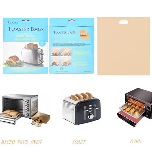 12 Pack Non Stick Toaster Sandwich Bags Reusable and Heat Resistant Easy to Clean (12 Count)