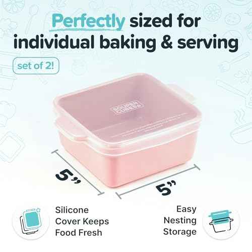 5x5" Ceramic Baking Dishes with Lids (2 Count)