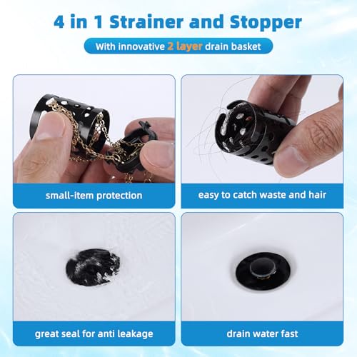 2PCS Universal Bathroom Sink Drain Strainer Hair Catcher