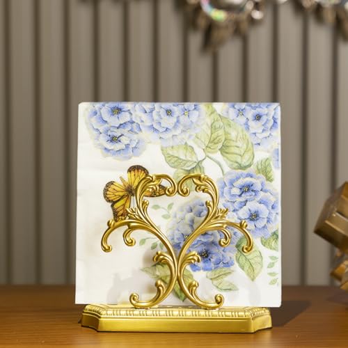 1 Gold Napkin Holder and 50 PCS Hydrangea Paper Napkins